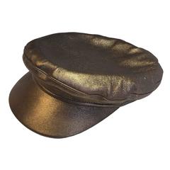 Hermès Leather Cap in Bronzed Leather T58