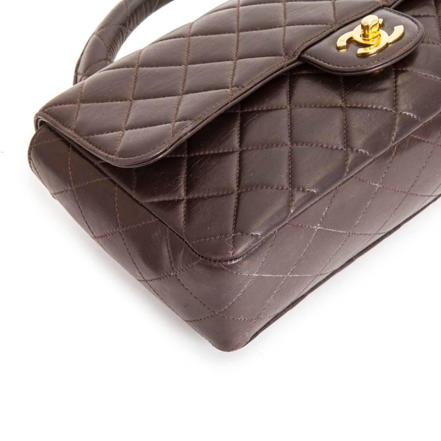 Quilted Brown Leather Chanel Bag 1