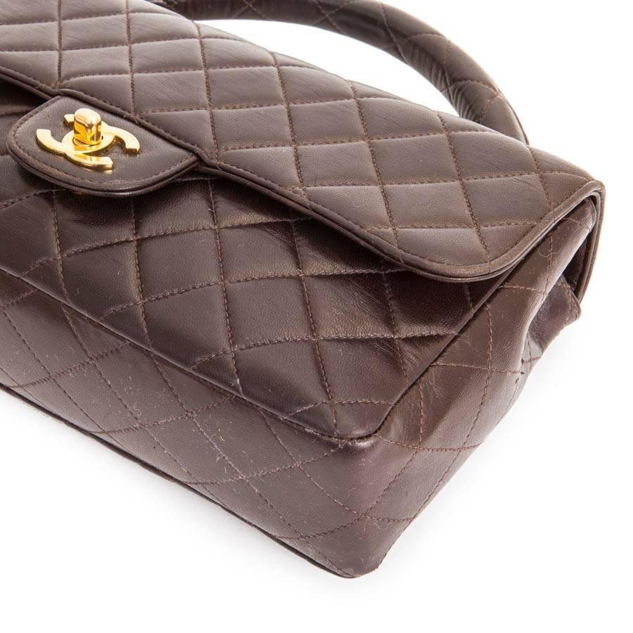 Quilted Brown Leather Chanel Bag 2