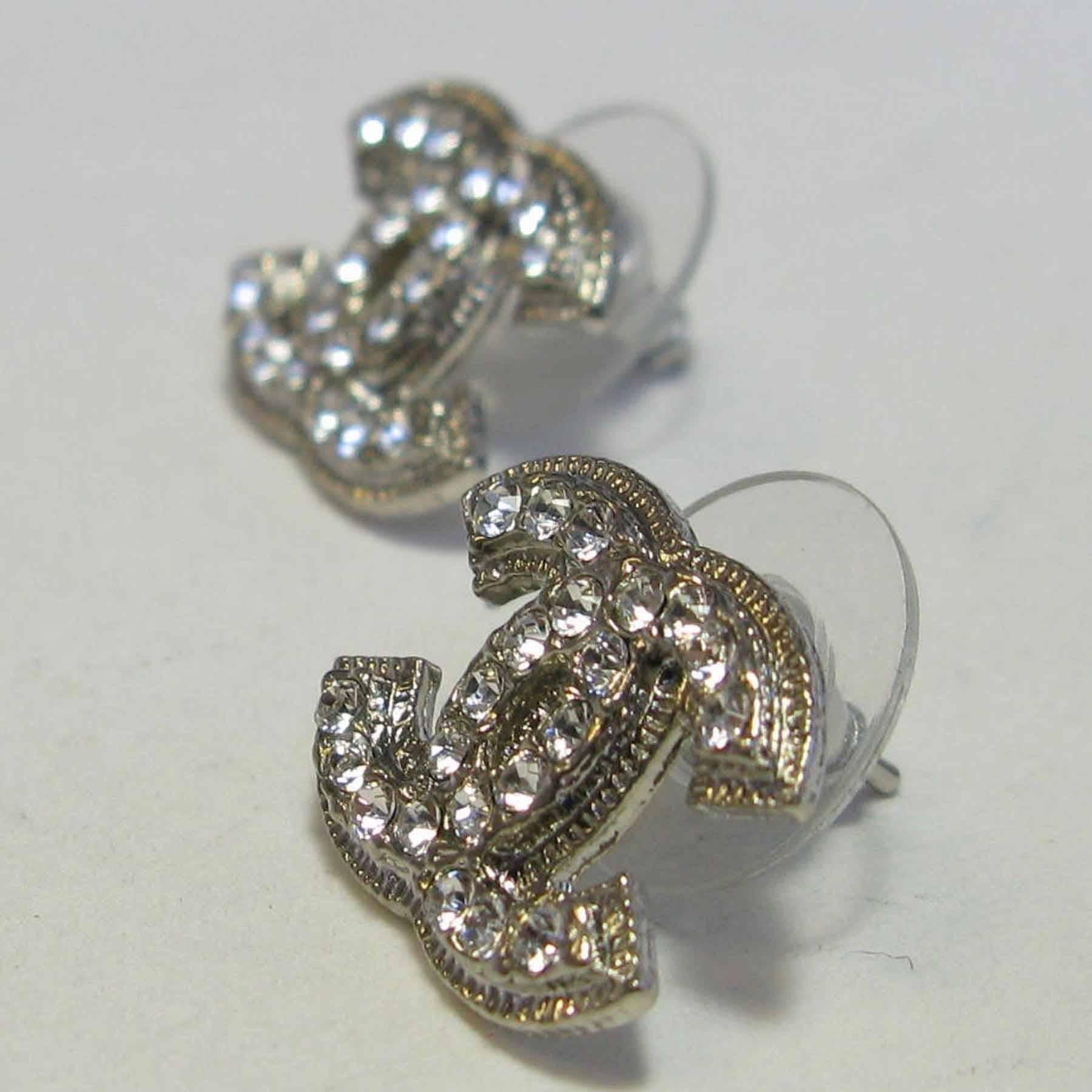 Women's Chanel Earrings in Rhinestones and Silver Plated Metal