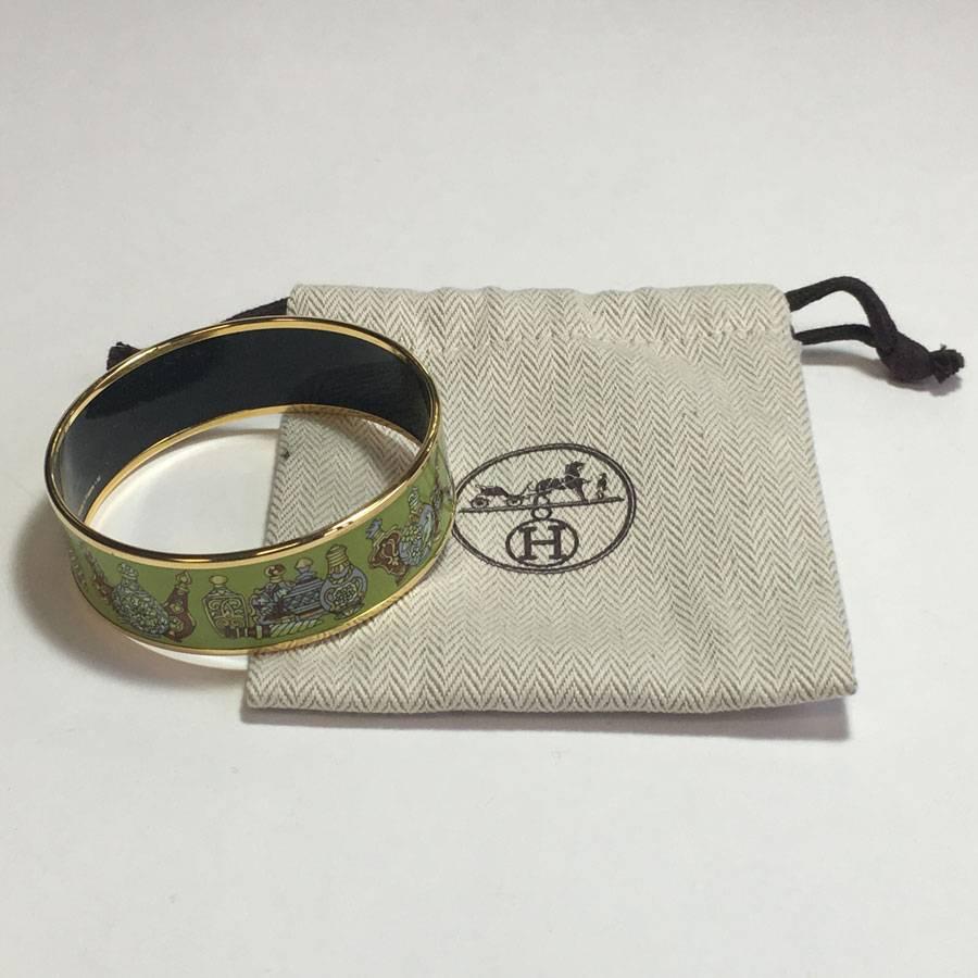 HERMES Bracelet in Green Enamel with a Gold Plated Finish 2
