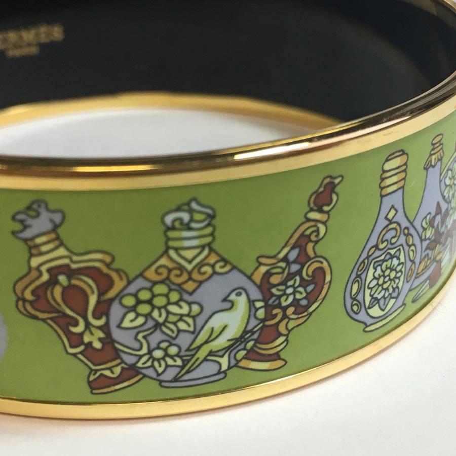 HERMES Bracelet in Green Enamel with a Gold Plated Finish 3