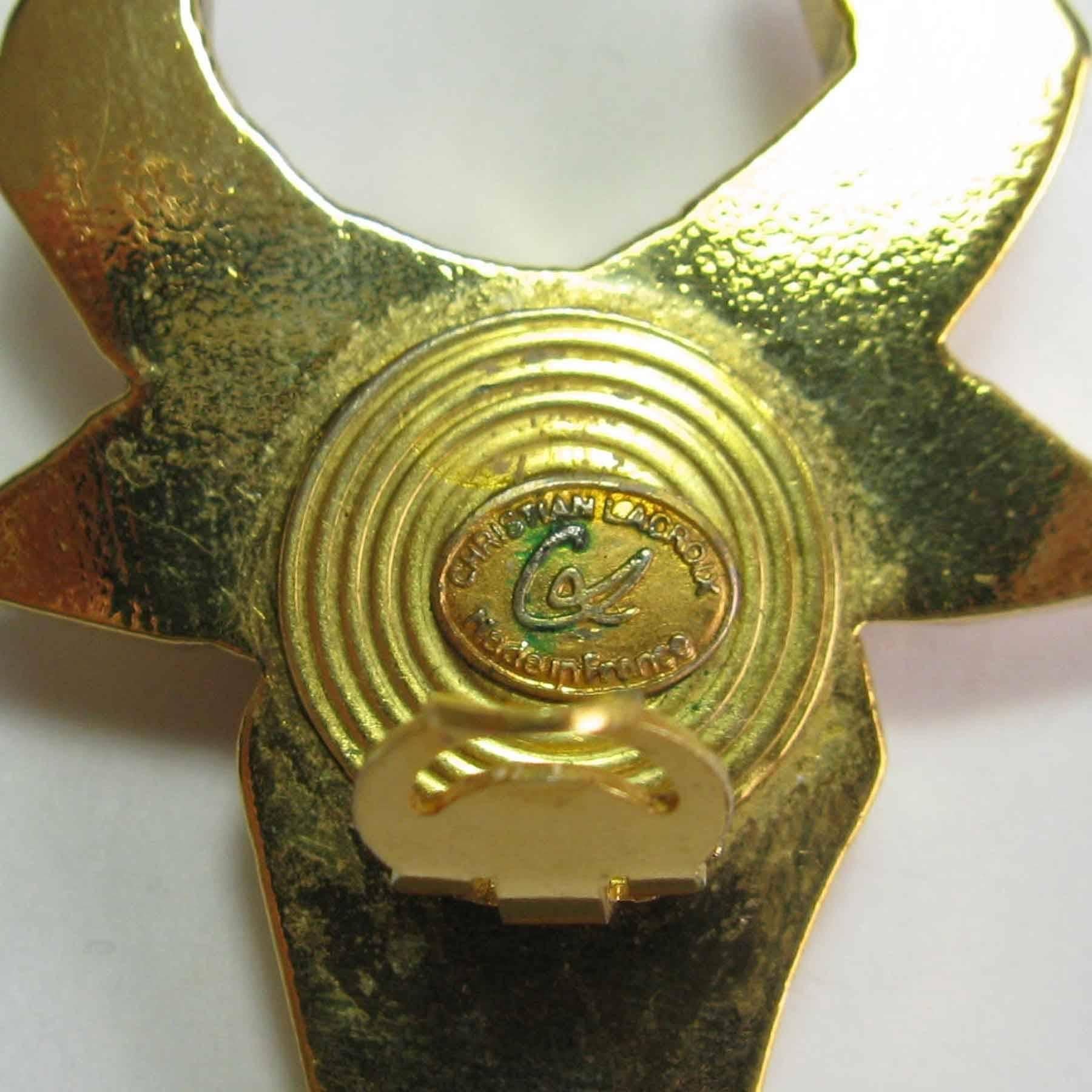 CHRISTIAN LACROIX Bull Head Earrings Clips in Gilt Metal 1