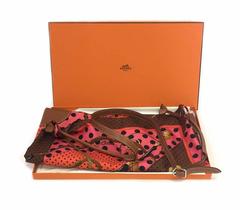 HERMES 'Silky City' Silk Bag in Multicolored Silk and Gold Barénia Calfskin