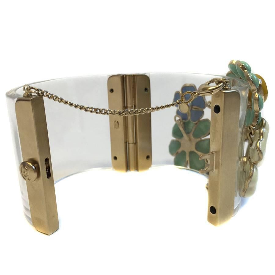 CHANEL Transparent Cuff Decorated with Flowers in Glass Paste and Rhinestone 1