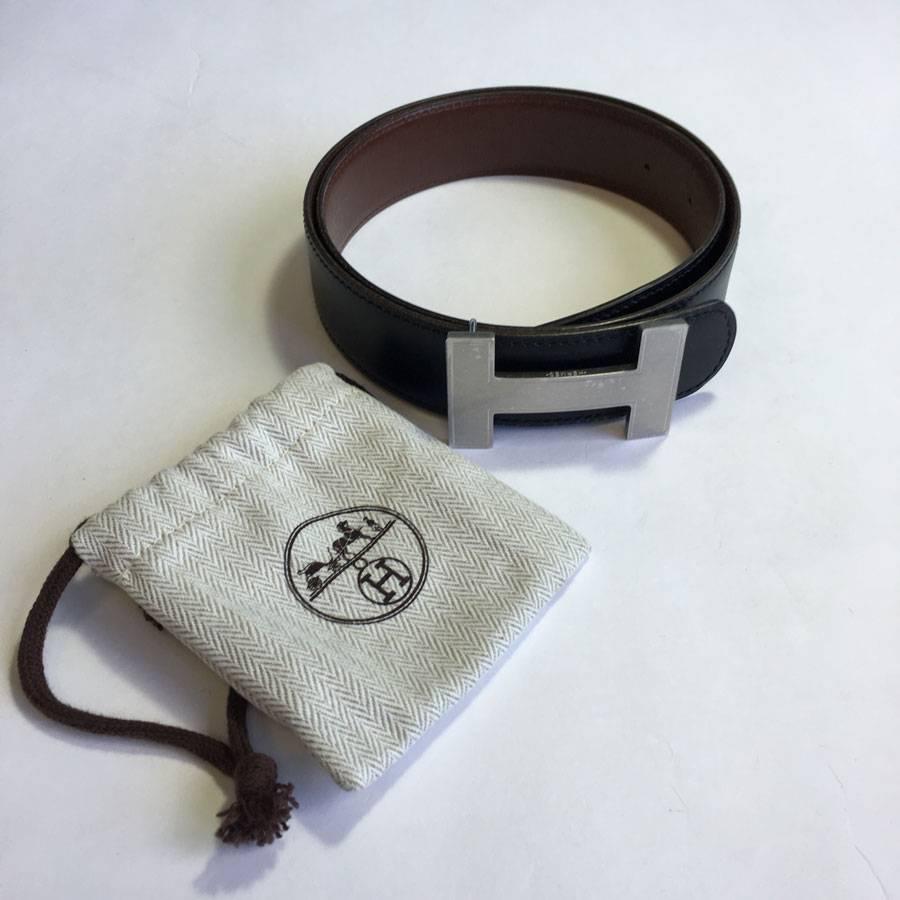 Superb HERMES belt H, palladium hardware, in reversible black and brown leather. 

Size 72FR approximately, will correspond to a Size 10 US.

There is a protective film on the H loop .

Dimensions:  length of the belt : at the first hole: 69,5 cm -