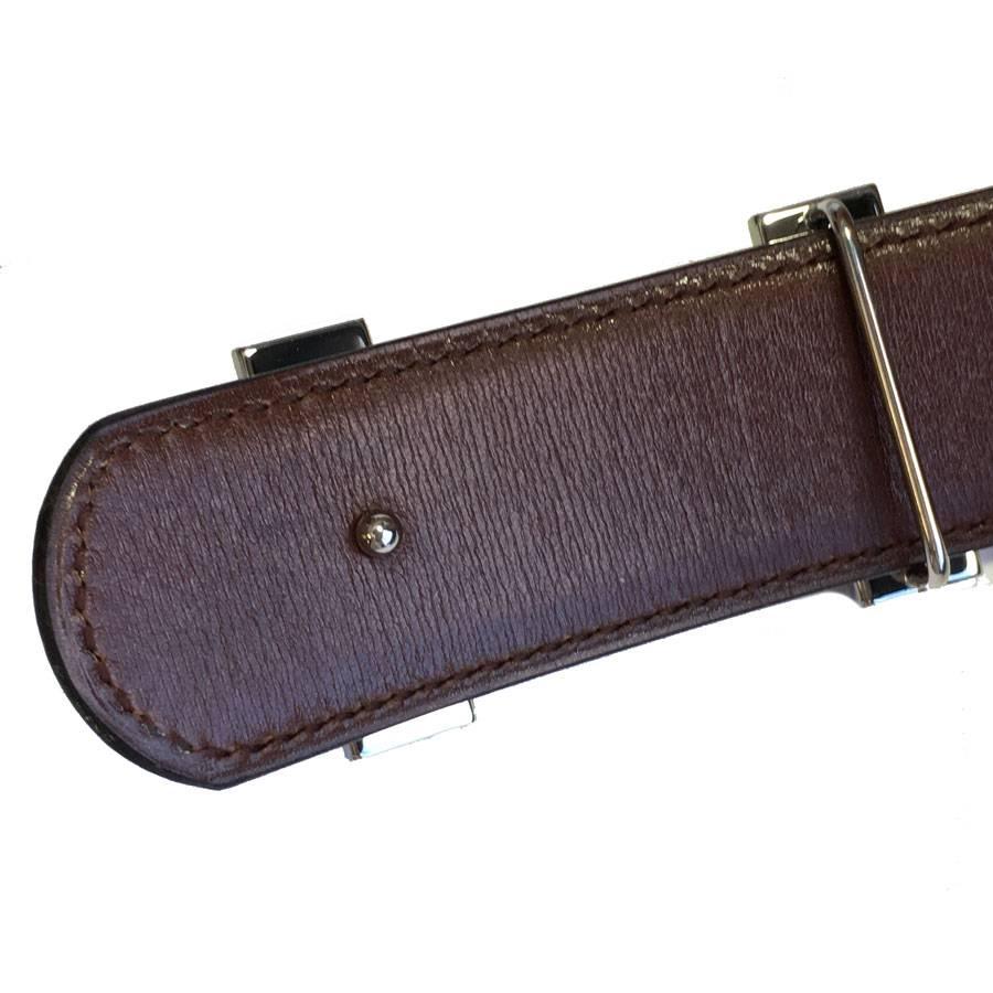 HERMES Reversible Belt H in Black and Brown Leather Size 72FR  1