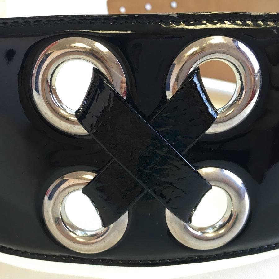 Alexander McQUEEN Size 75 Black Patent Leather Belt 3