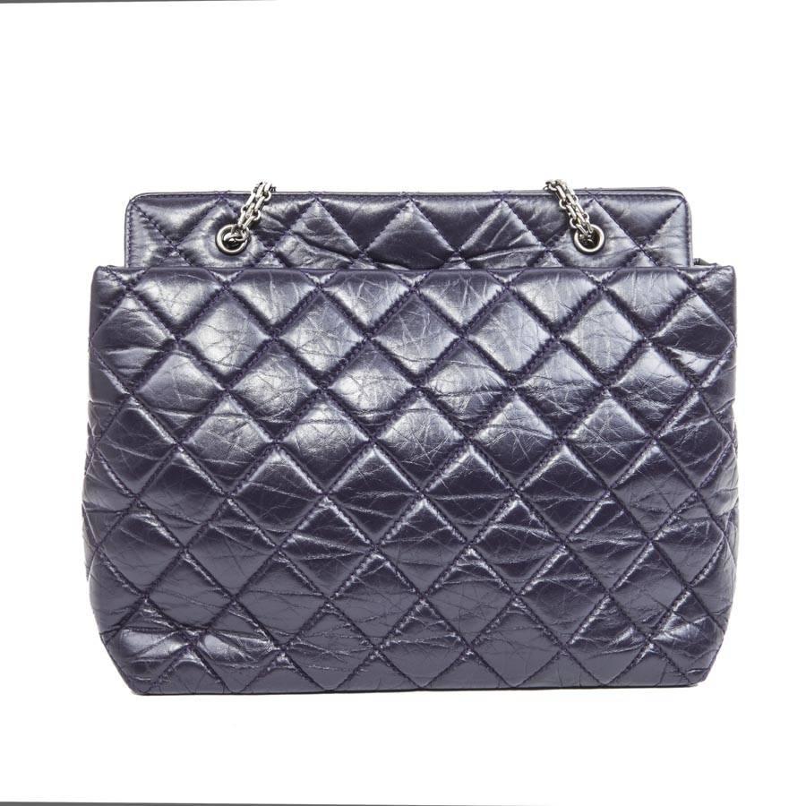 Gray CHANEL Purple Quilted Leather Bag