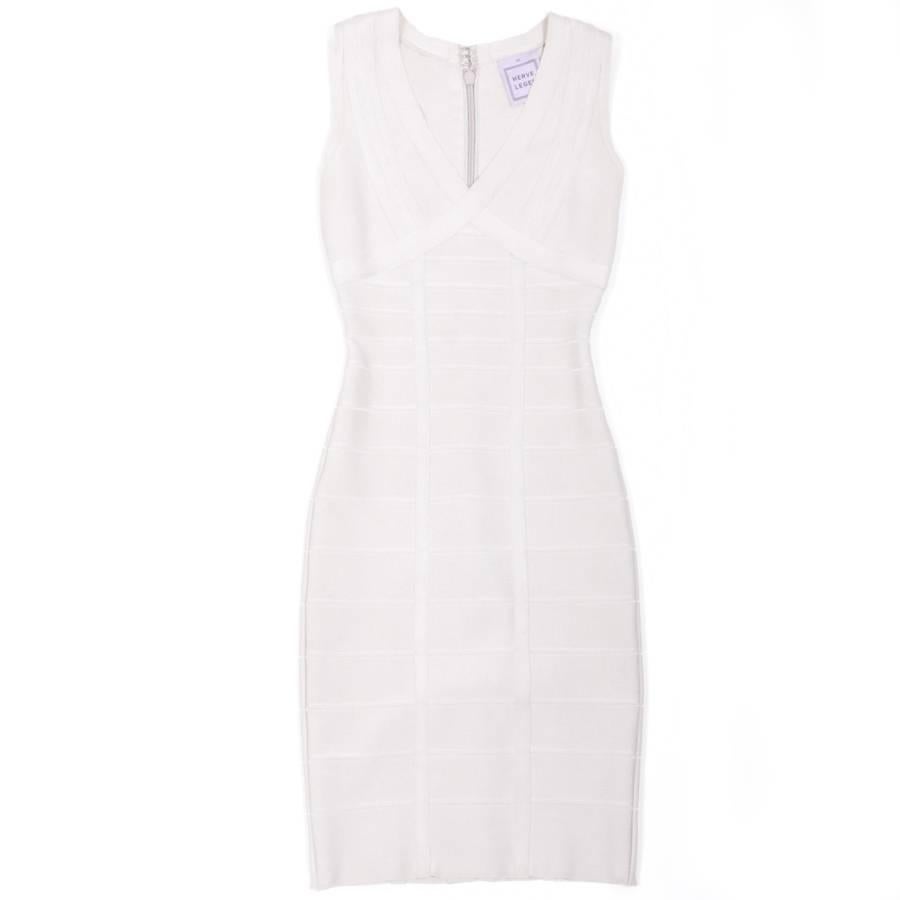 Hervé Léger XS Pearl Gray Bandage Dress For Sale