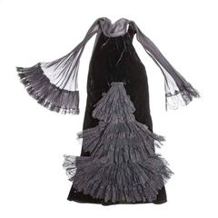 JEAN PAUL GAULTIER Size 36FR Evening Dress in Silk Velvet and Black Lace