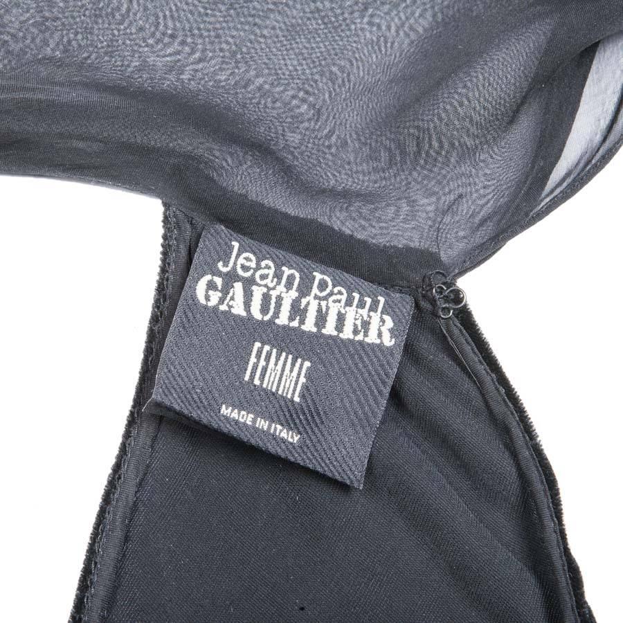 JEAN PAUL GAULTIER Size 36FR Evening Dress in Silk Velvet and Black Lace For Sale 4