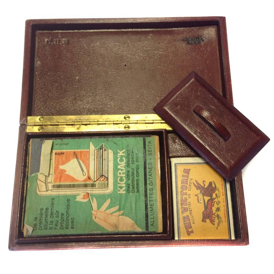 HERMES Vintage Matchbox in Fawn Leather In Good Condition In Paris, FR