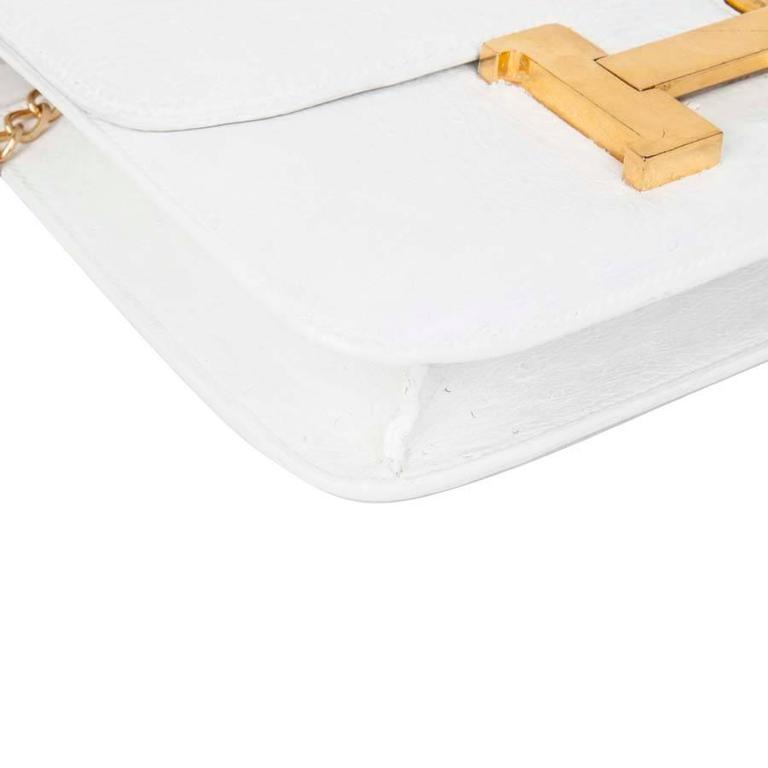HERMES 'Constance' Bag in White Ostrich Leather 2