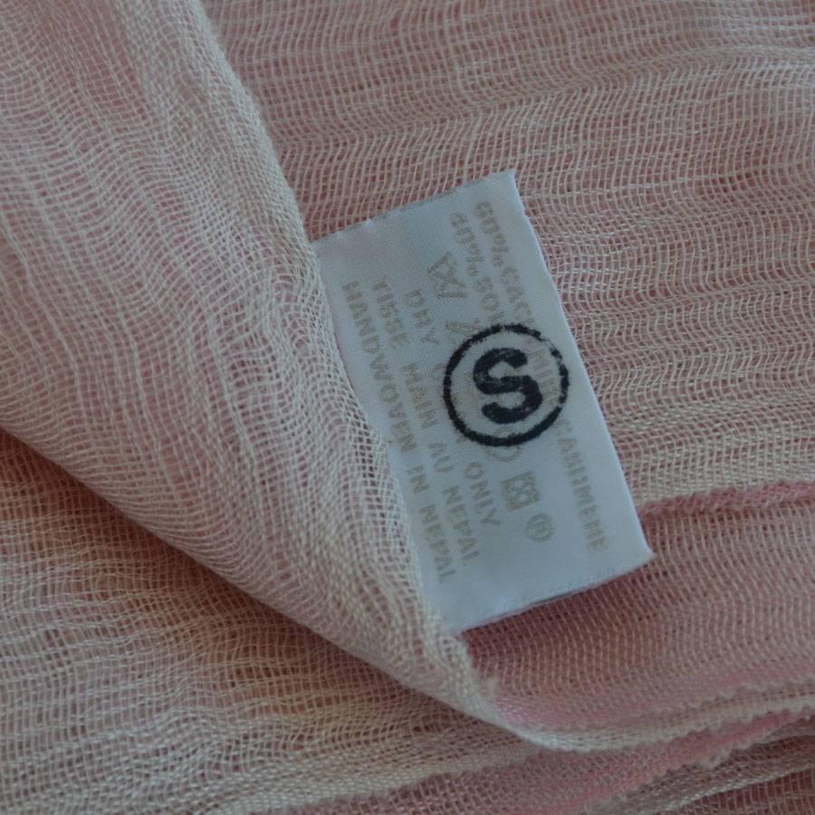 Women's or Men's HERMES Stole in Pale Pink Cashmere and Silk