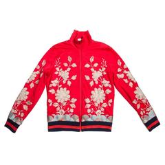 GUCCI Red Jacket Size L in Jersey and Flower Embroidery 7