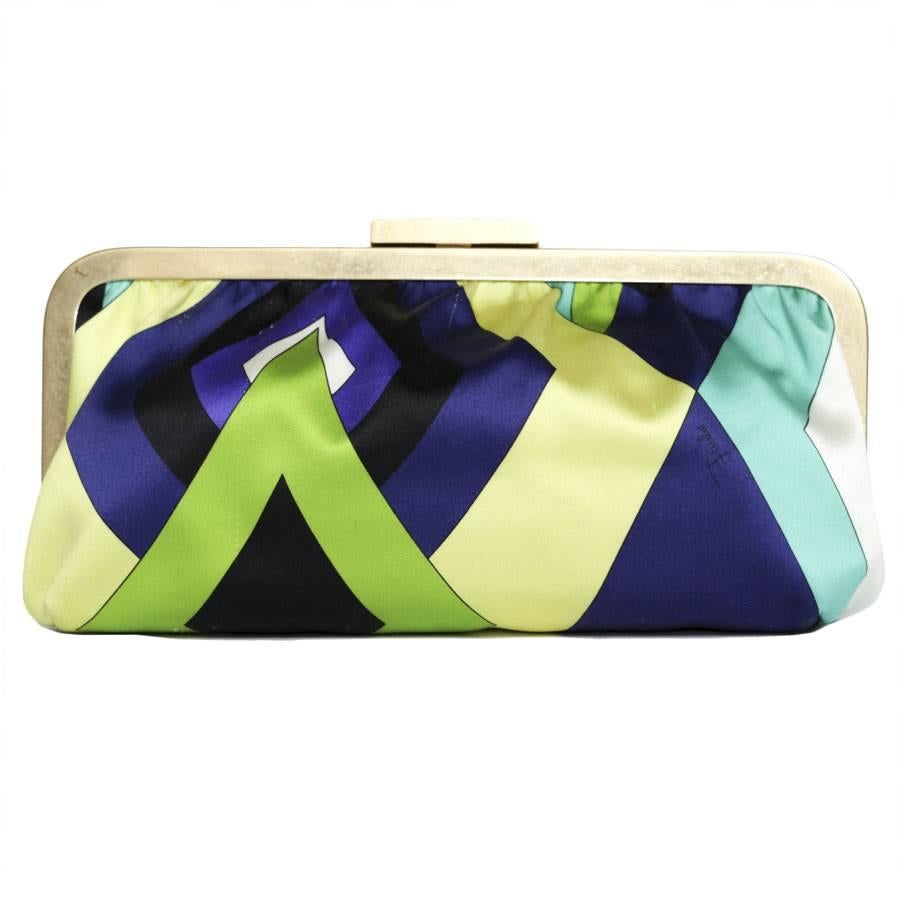 PUCCI Pouch in Multicolored Silk In Excellent Condition In Paris, FR