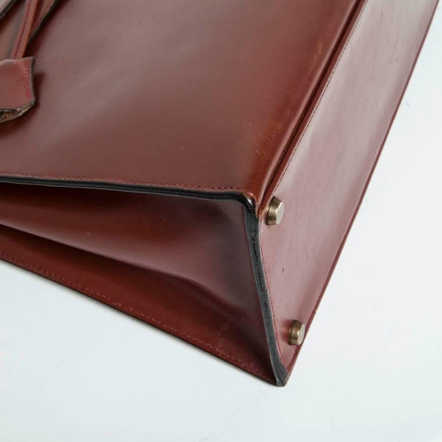 HERMES Vintage Kelly 32 Bag in Brown Brick Leather 1