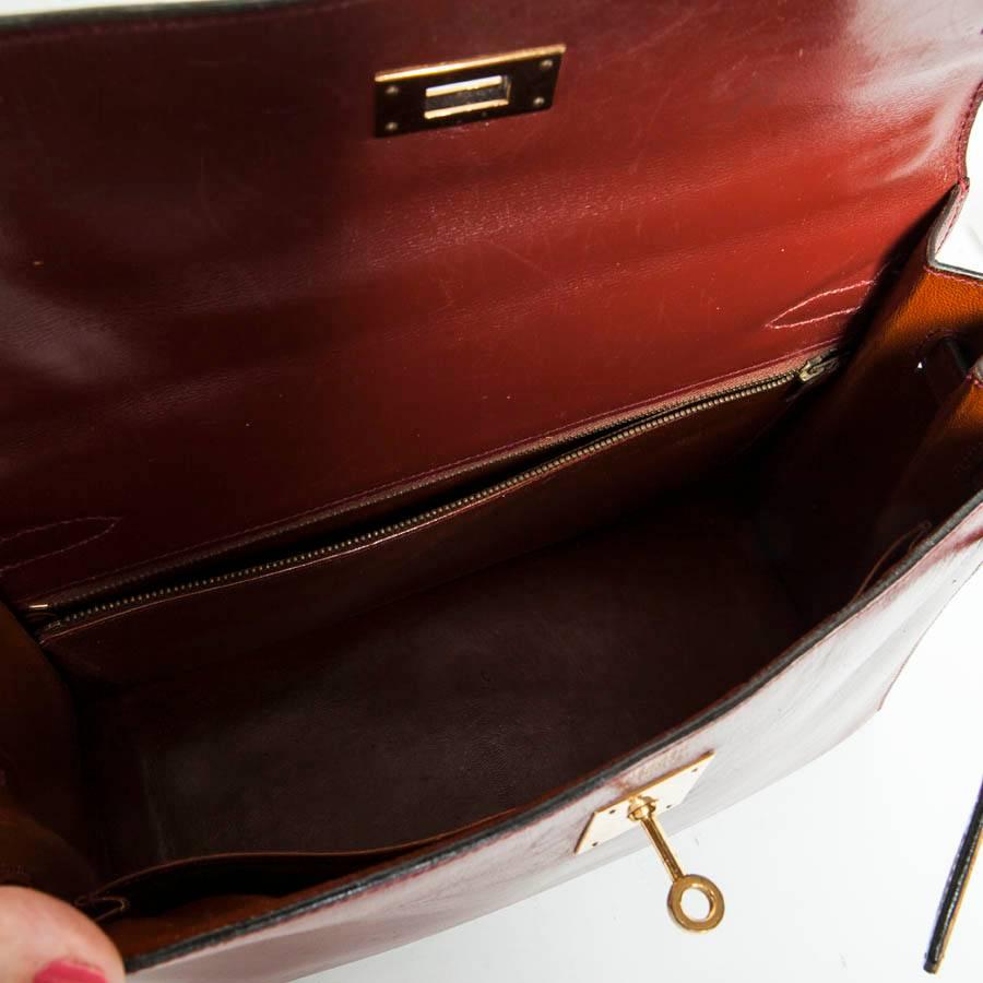 HERMES Vintage Kelly 32 Bag in Brown Brick Leather 4
