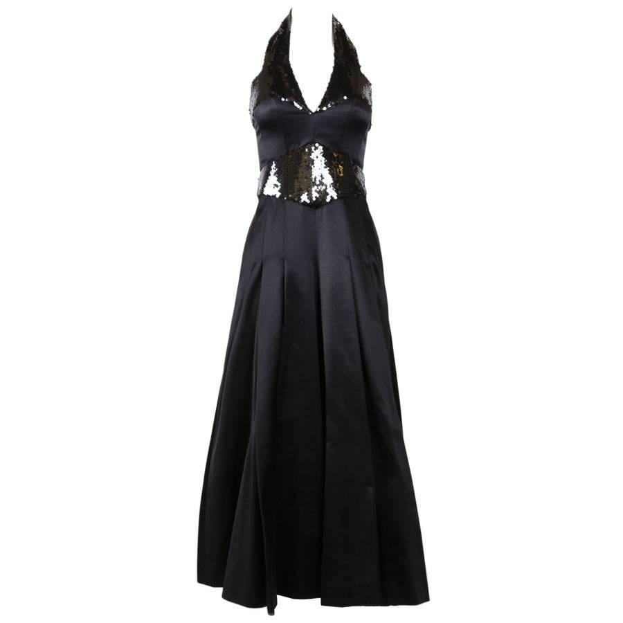 CHANEL Evening Dress Size 36 FR in Black Silk Sequin at 1stDibs ...