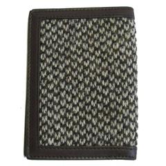YSL SAINT LAURENT Card Holder in Brown Leather and Tweed