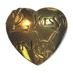 YVES SAINT LAURENT Heart Brooch in Gilt metal