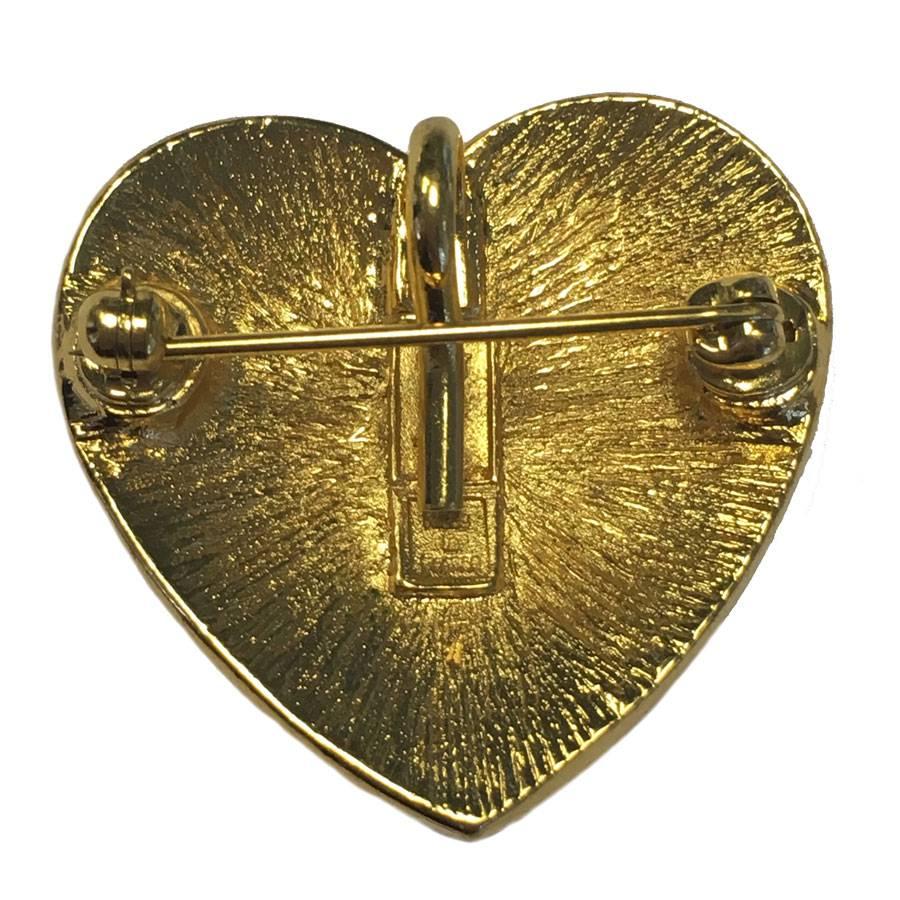 Women's YVES SAINT LAURENT Heart Brooch in Gilt metal