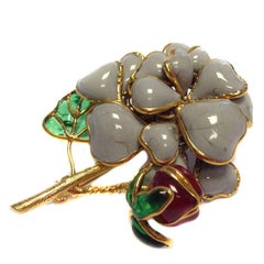 MARGUERITE DE VALOIS Brooch in Molten Glass and Gold Plated Metal