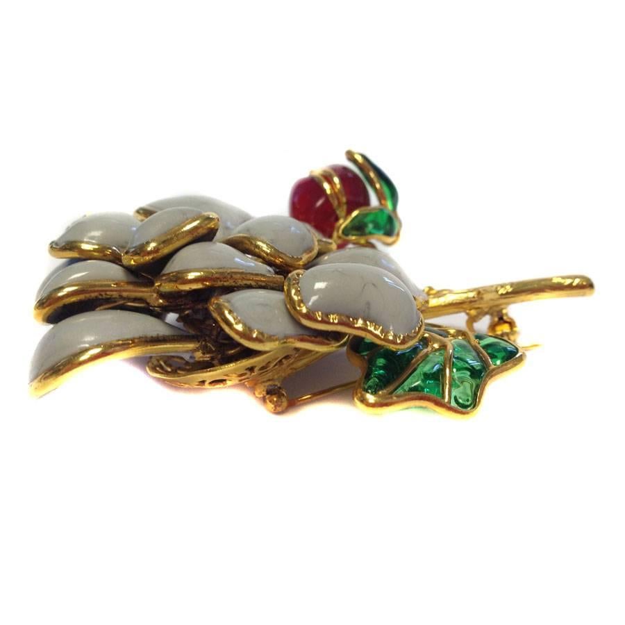 MARGUERITE DE VALOIS Brooch in Molten Glass and Gold Plated Metal 2