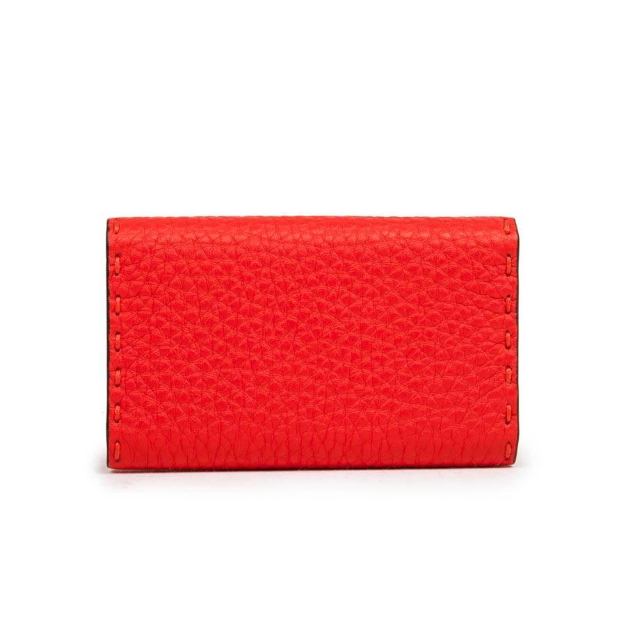 FENDI Keyring in Grained Red Leather In New Condition In Paris, FR
