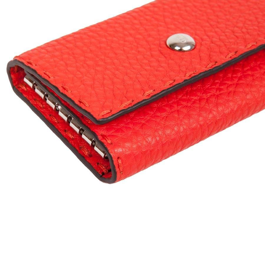 Women's or Men's FENDI Keyring in Grained Red Leather