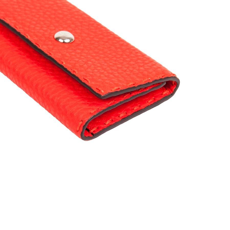FENDI Keyring in Grained Red Leather 1