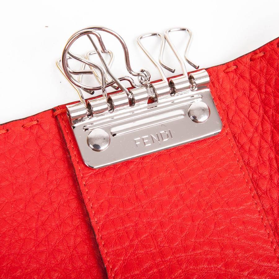FENDI Keyring in Grained Red Leather 4