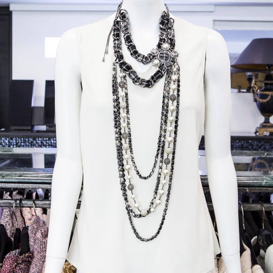 chanel tweed necklace