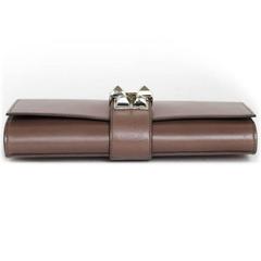 HERMES Sandalwood Smooth Leather Medor Clutch Bag