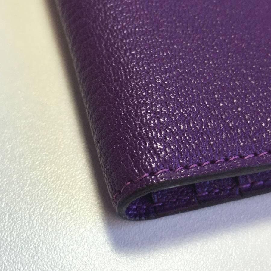Gray Hermès 'Bearn' Wallet in Purple Leather