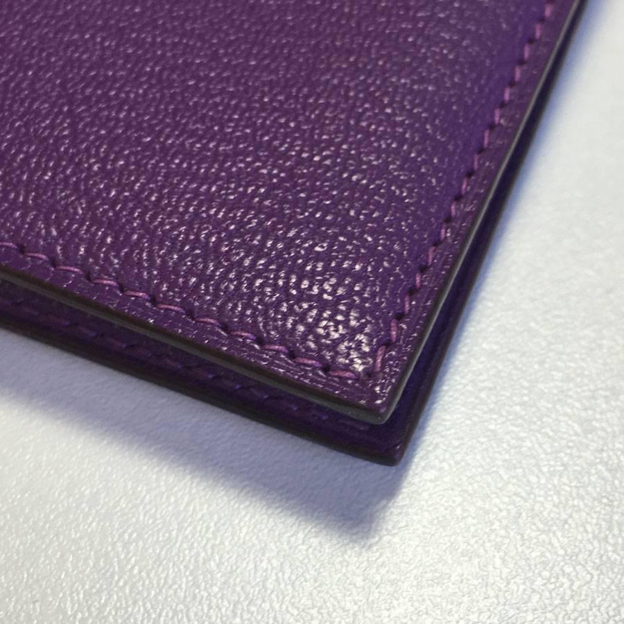 Hermès 'Bearn' Wallet in Purple Leather In Excellent Condition In Paris, FR