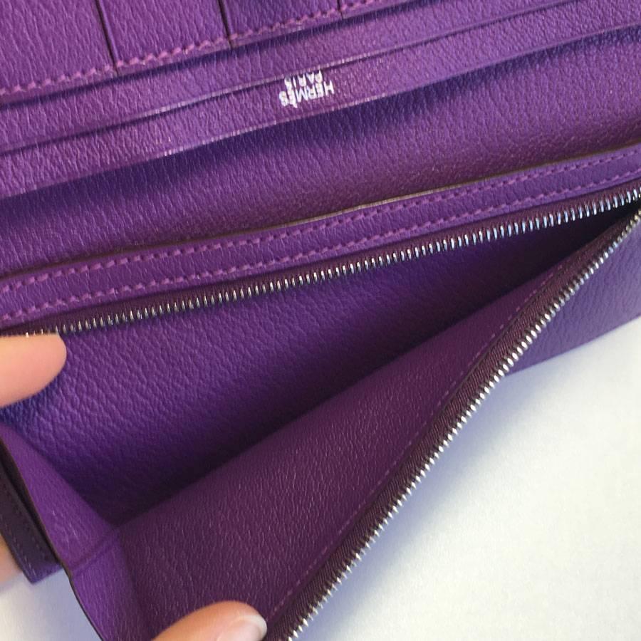 Hermès 'Bearn' Wallet in Purple Leather 2