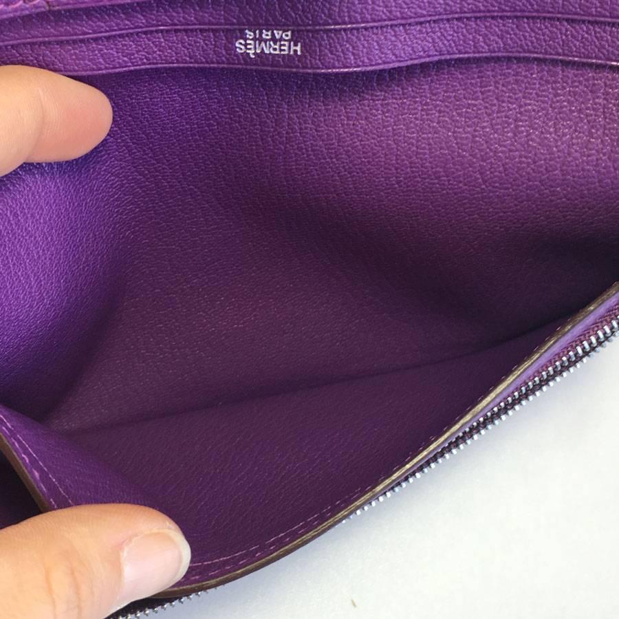 Hermès 'Bearn' Wallet in Purple Leather 3