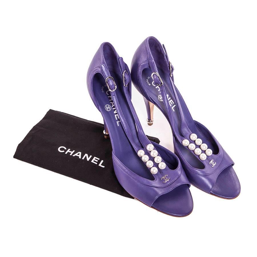 CHANEL Pumps Size 40 fr in Purple Leather 2
