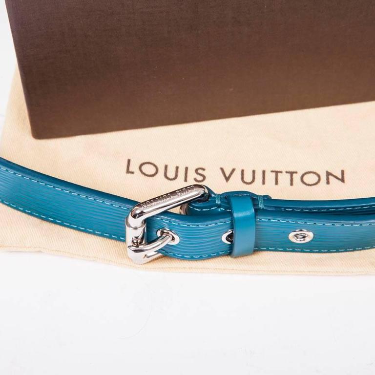 LOUIS VUITTON Belt Size 85FR Model 'Trio' in Blue Cyan Leather For Sale