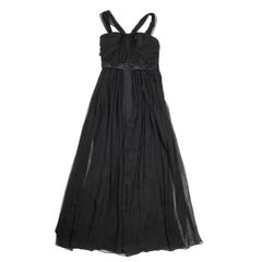 CHRISTIAN DIOR Robe de soirée en soie noire, taille 38FR