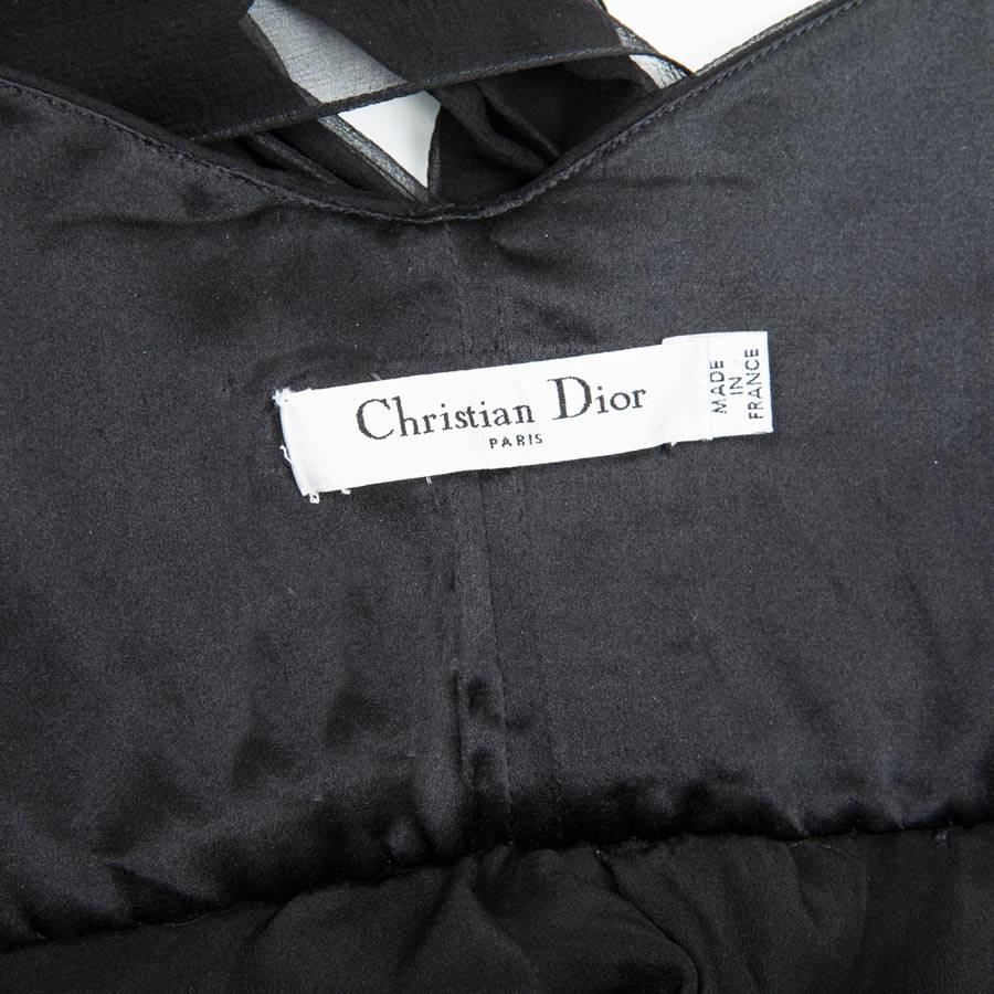 CHRISTIAN DIOR Vestido de noche talla 38FR en seda negra en venta 1