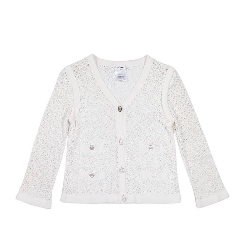 Chanel 04S Sweater White Cardigan 38 4 Mightychic #4 Chanel 04S Sweater White Cardigan 38 4 Mightychic
