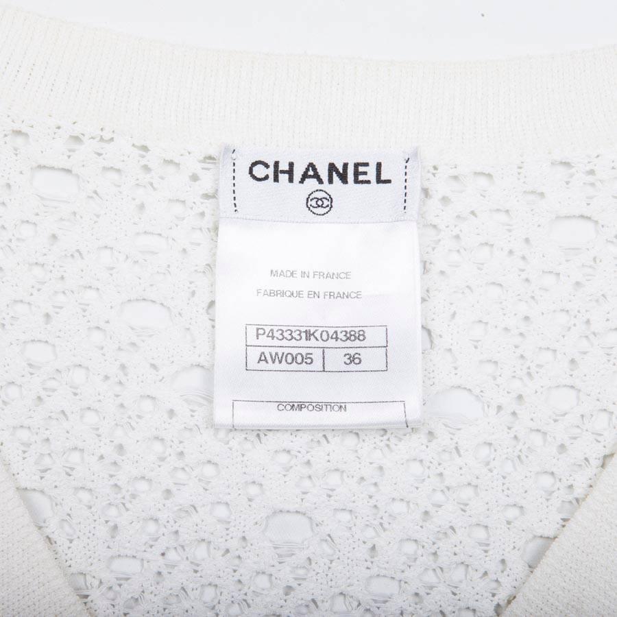 Women's CHANEL White Knit Cardigan Size 36FR