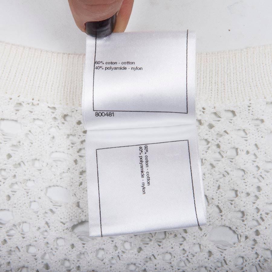 CHANEL White Knit Cardigan Size 36FR 1