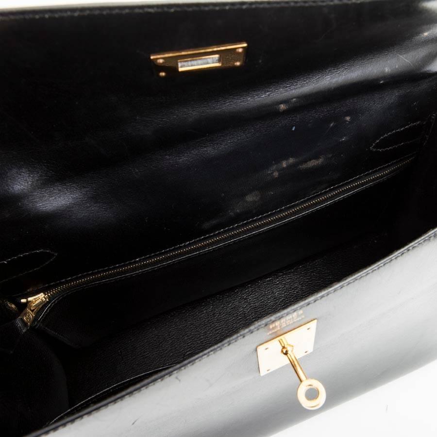 Hermes 'Kelly 32' Black Box Leather Top Handle Bag 1