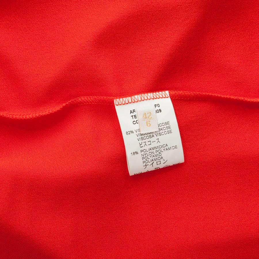 Red VALENTINO Dress Embroidered in Coral Color Jersey Size 42IT