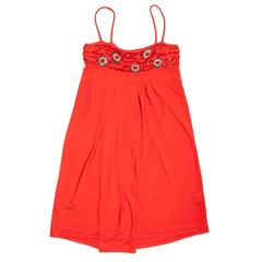 VALENTINO Dress Embroidered in Coral Color Jersey Size 42IT