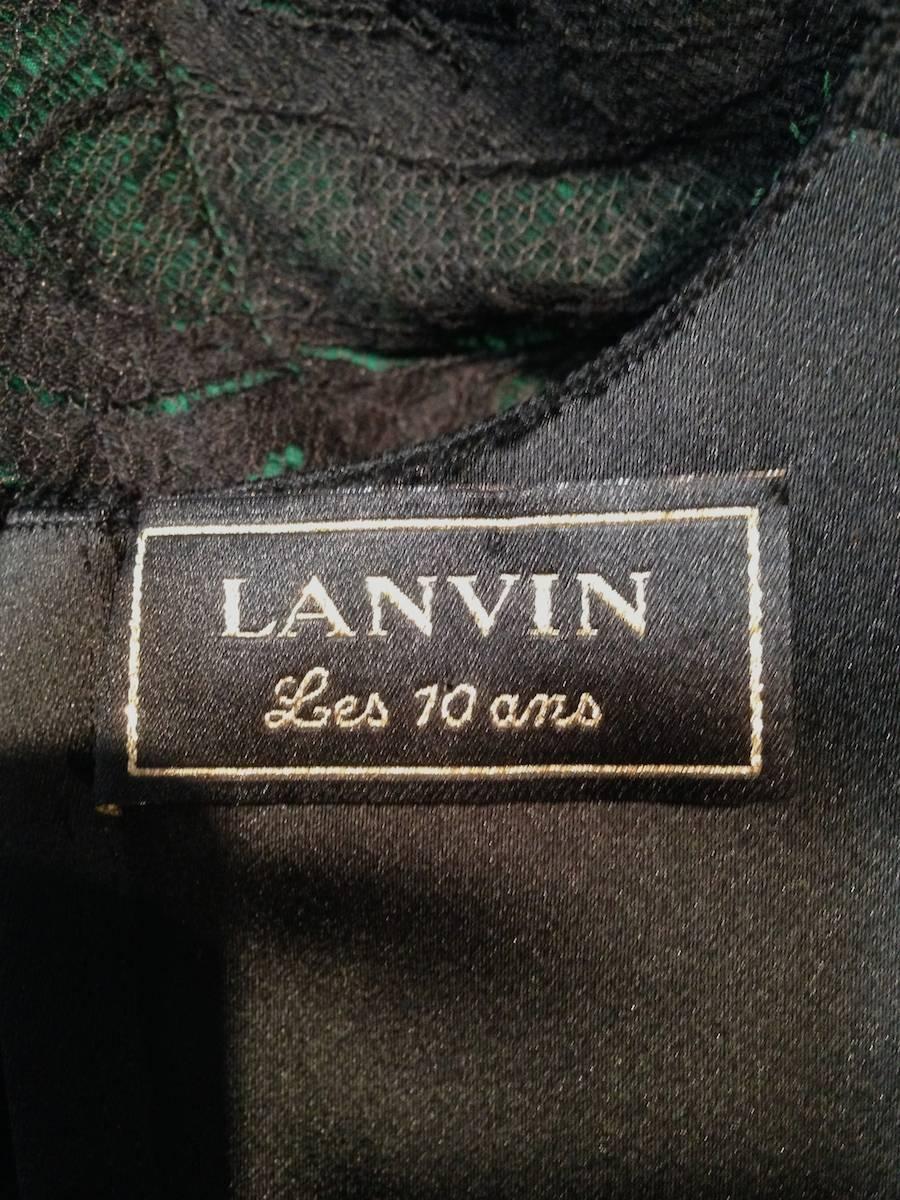 Women's  LANVIN Sleeveless Cocktail Dress 'Les 10 ans' in Black and Green Silk Size 36FR For Sale